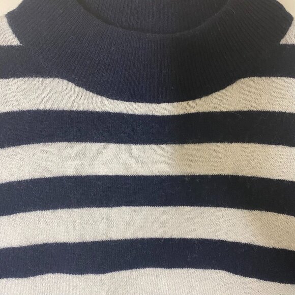 Madewell S Navy White Stripe Mock Neck Sweater Wool Alpaca Blend Preppy - Picture 6 of 9
